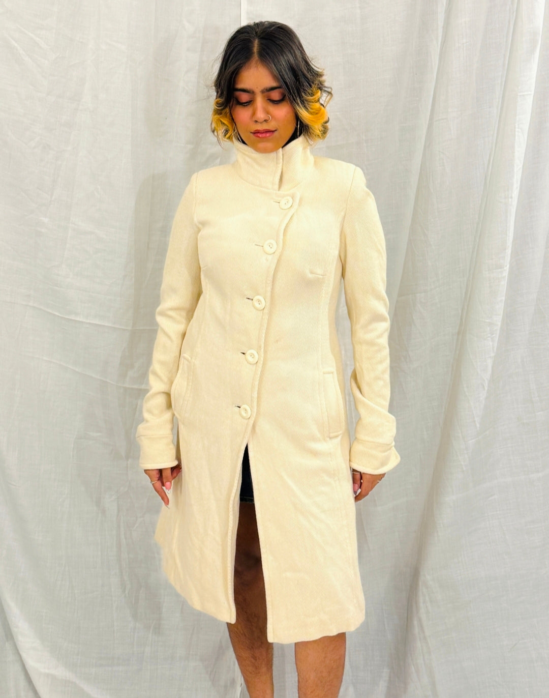 Cream Long Trench Coat