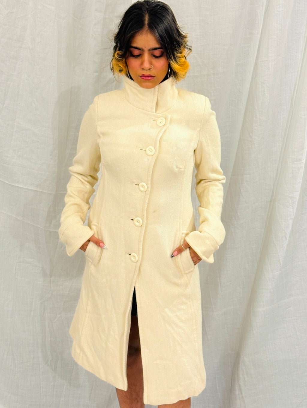 Cream Long Trench Coat