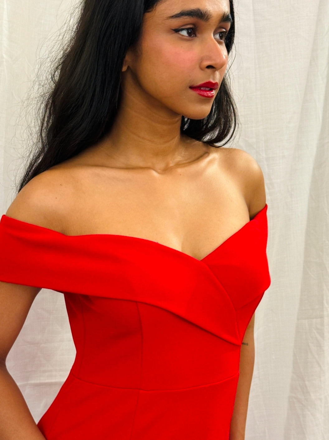 Red Off-Shoulder Long Dress
