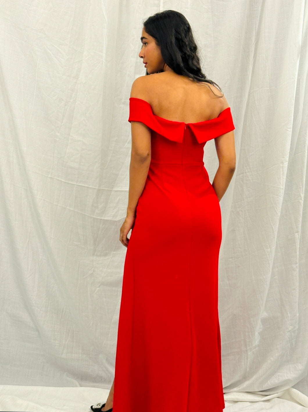 Red Off-Shoulder Long Dress