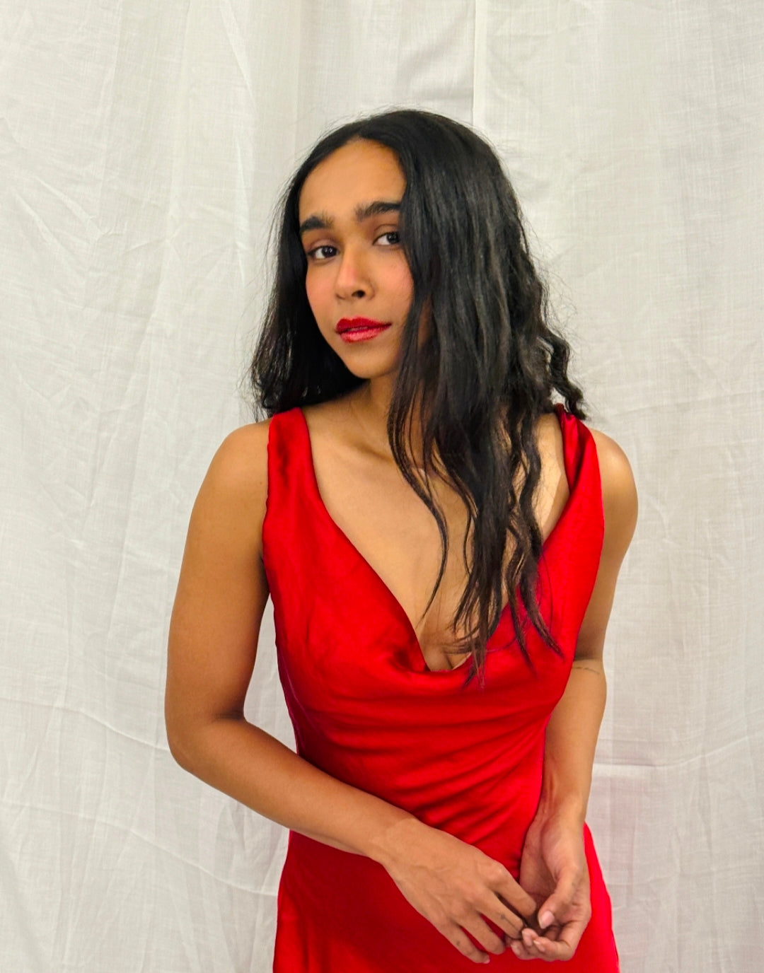 ZARA - Red Cowl Neck Long dress