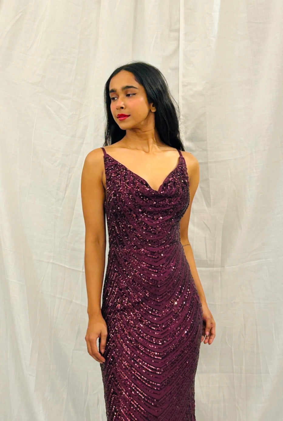 LIPSY LONDON  -  Long Dress in Wine