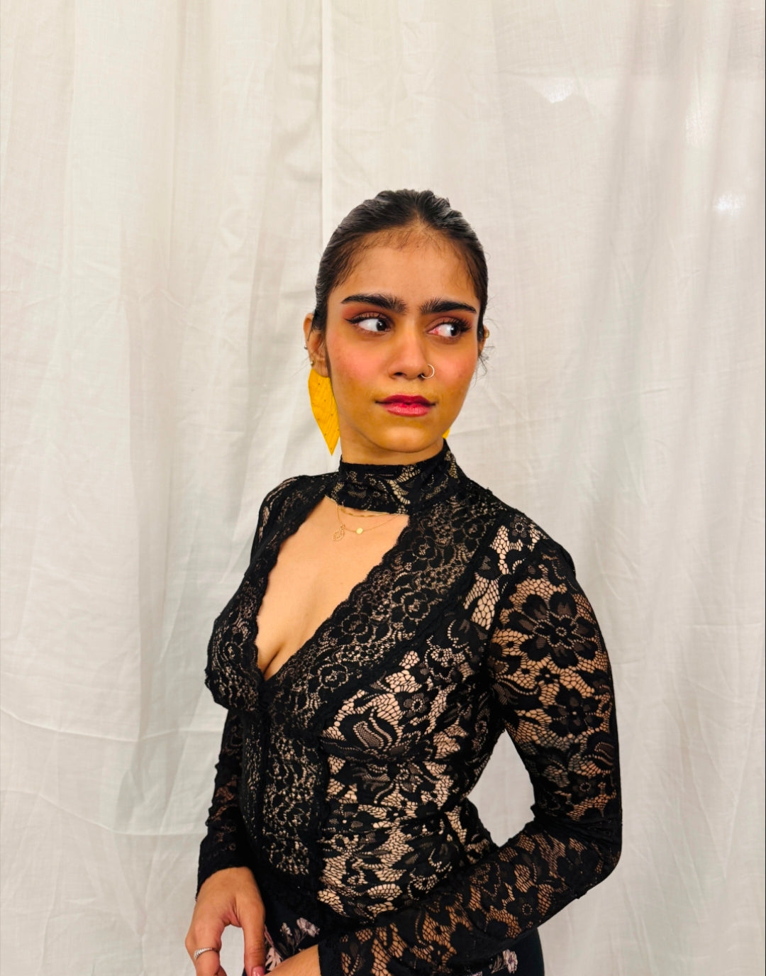 Black Full Sleeved Lace Top