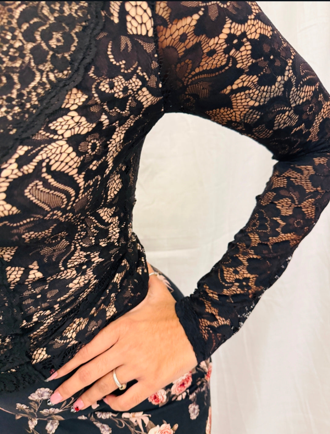 Black Full Sleeved Lace Top