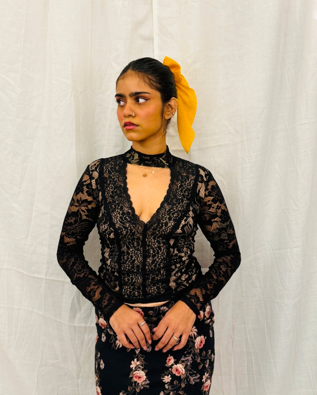 Black Full Sleeved Lace Top