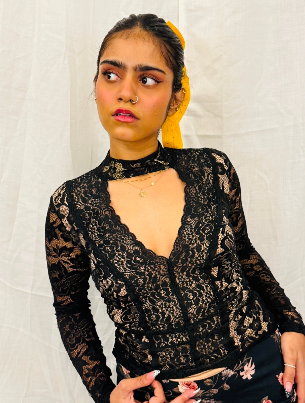 Black Full Sleeved Lace Top