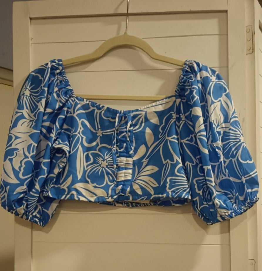 MAST & HARBOUR - Blue Floral Ruched & Smoked Co-Ord Set