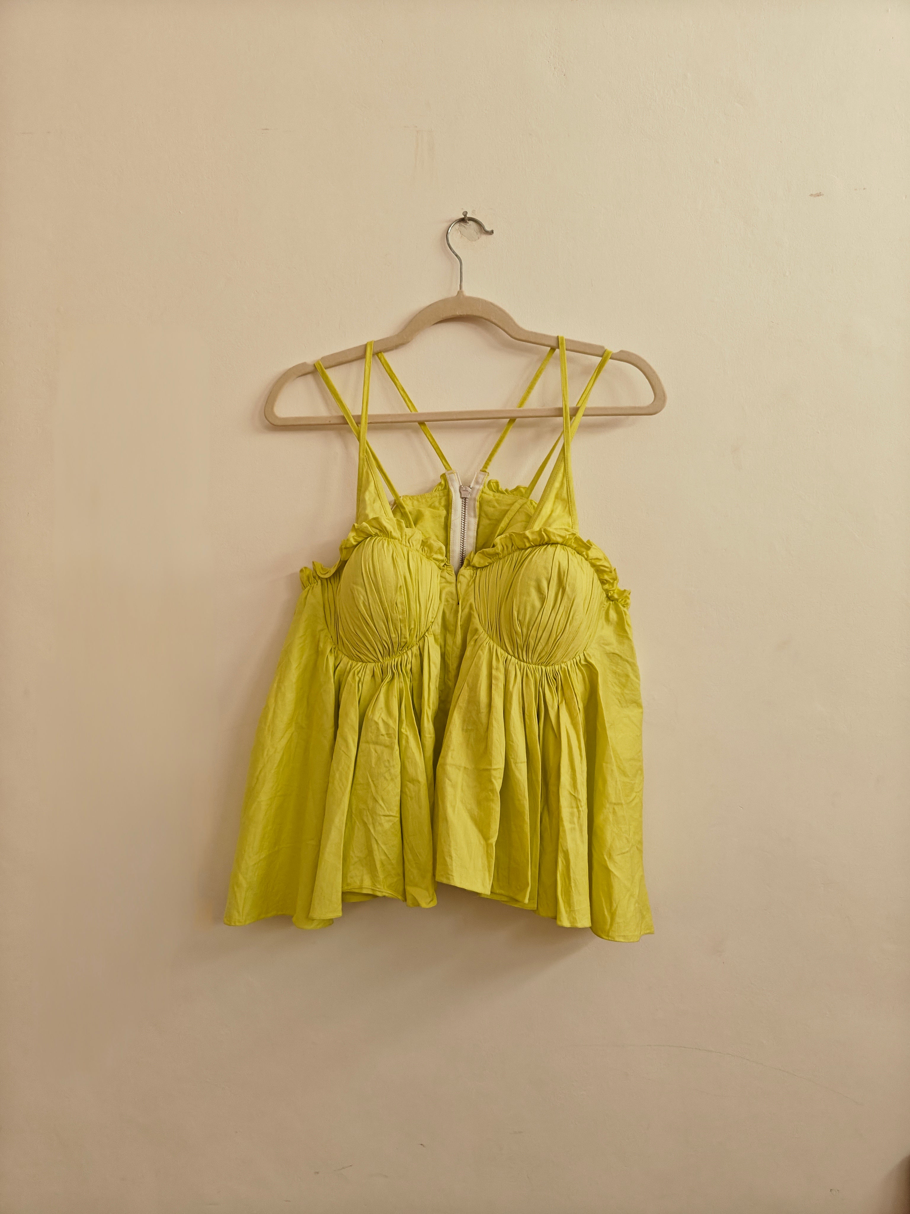 EKA STORIES - Green Ruffle Top