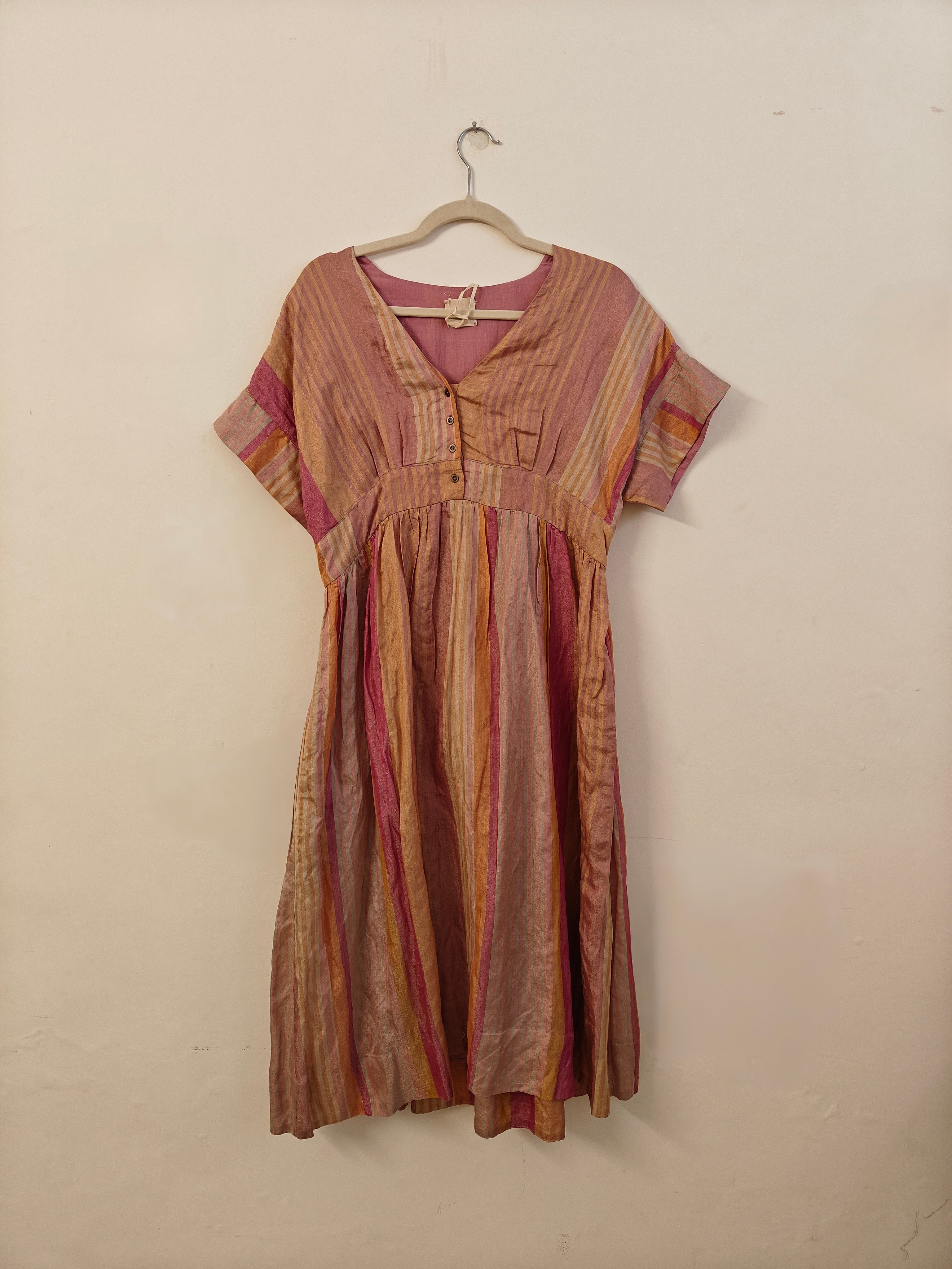 ANAVILA - Pink Silk Zari Dress