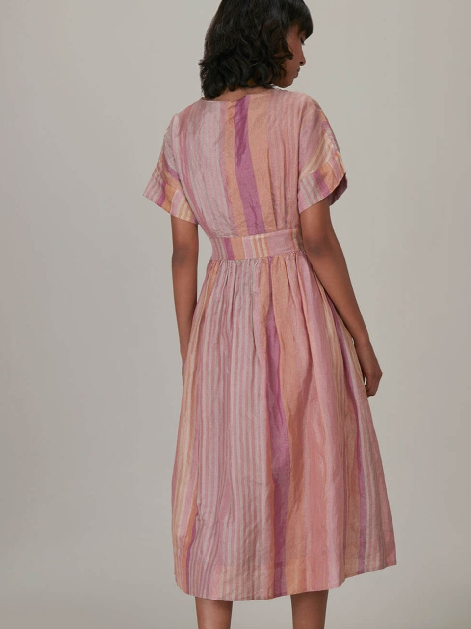 ANAVILA - Pink Silk Zari Dress