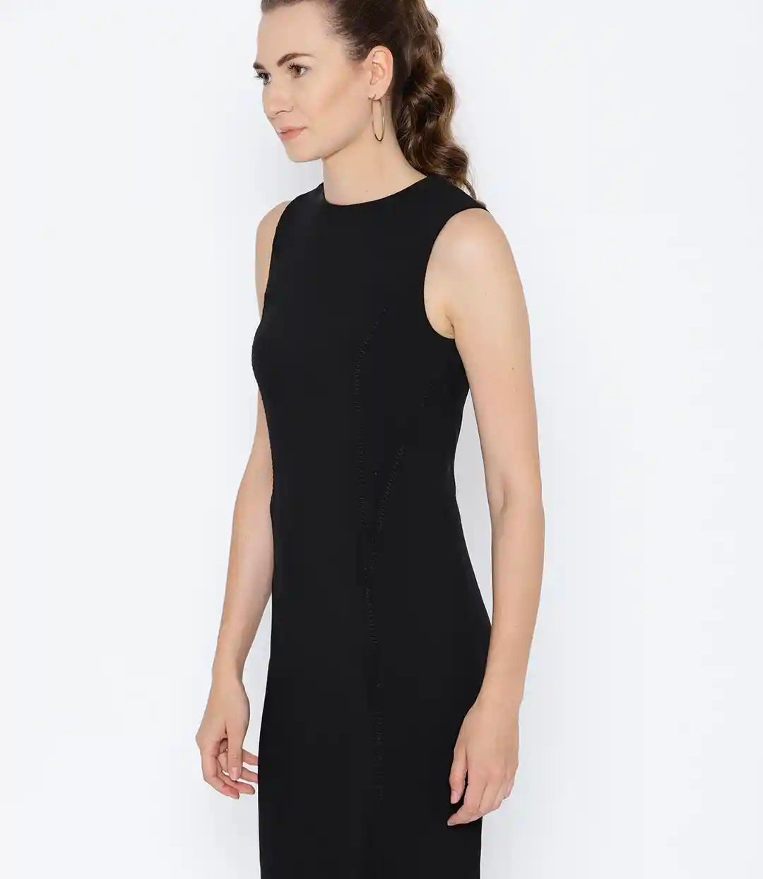 MANGO- Black Solid Sheath Dress
