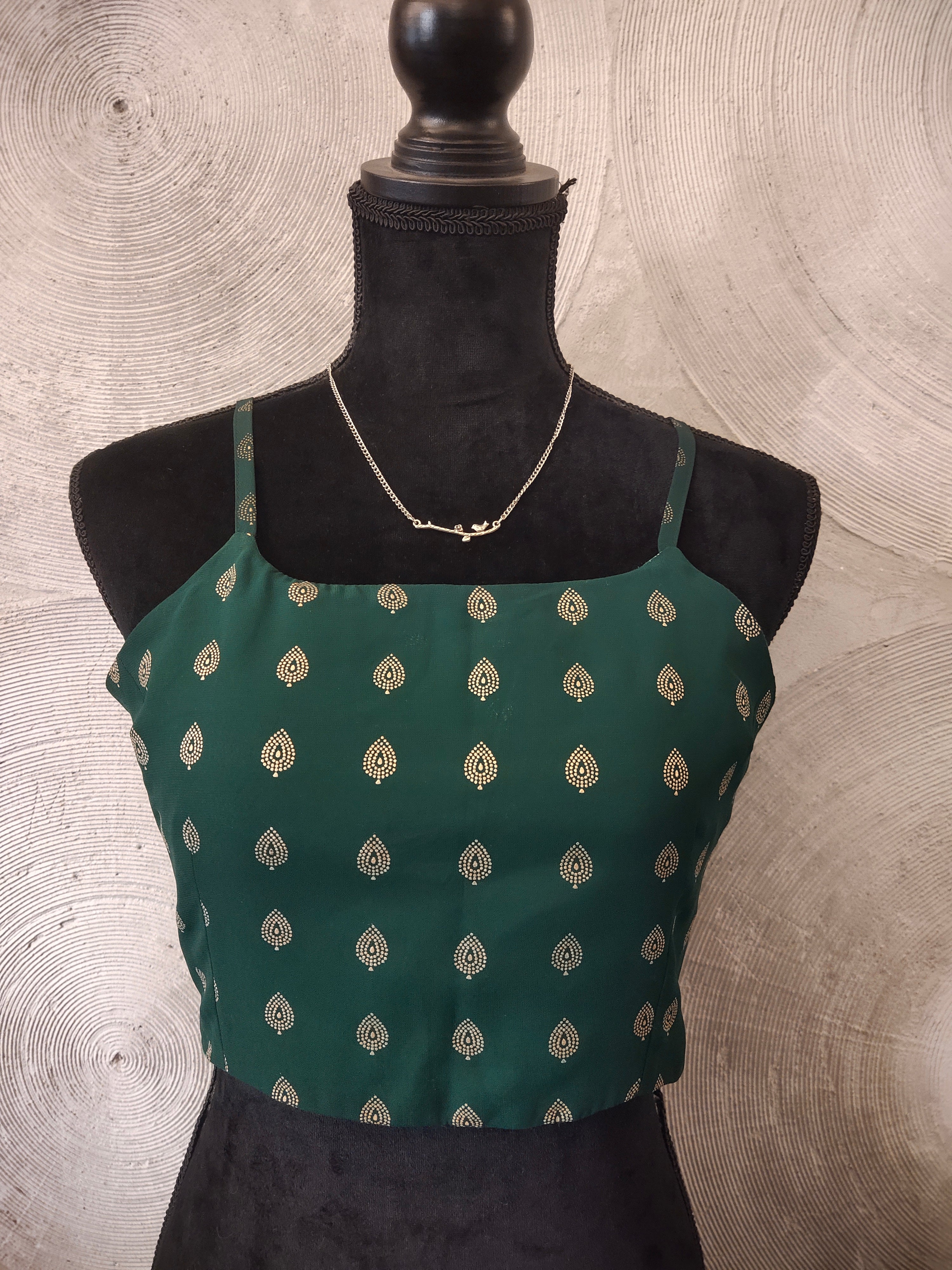 INDIYA - Green Foil Strappy Crop Top