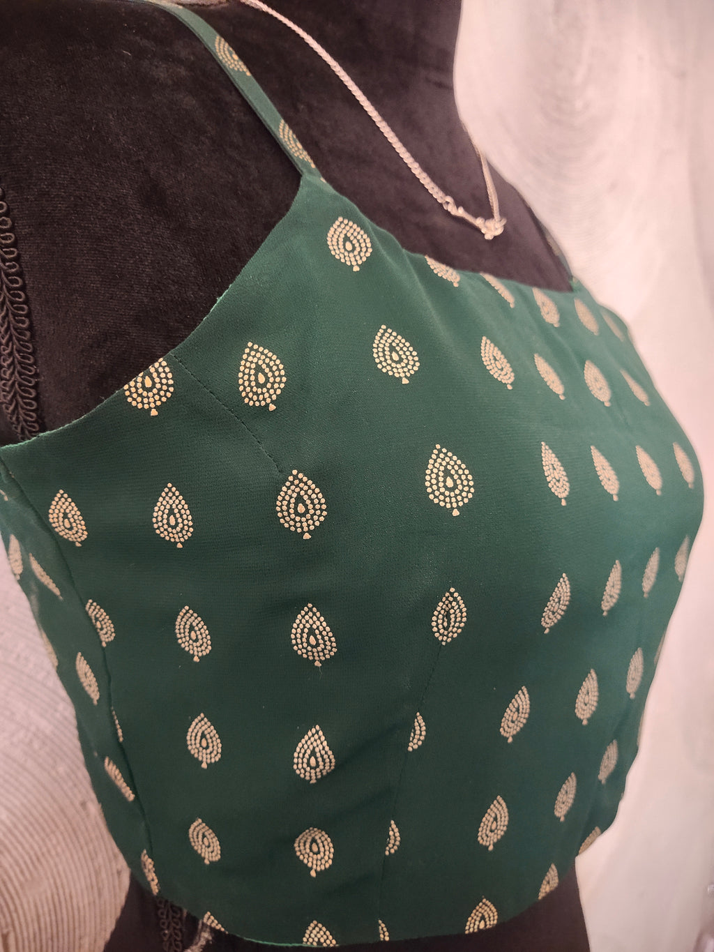 INDIYA - Green Foil Strappy Crop Top
