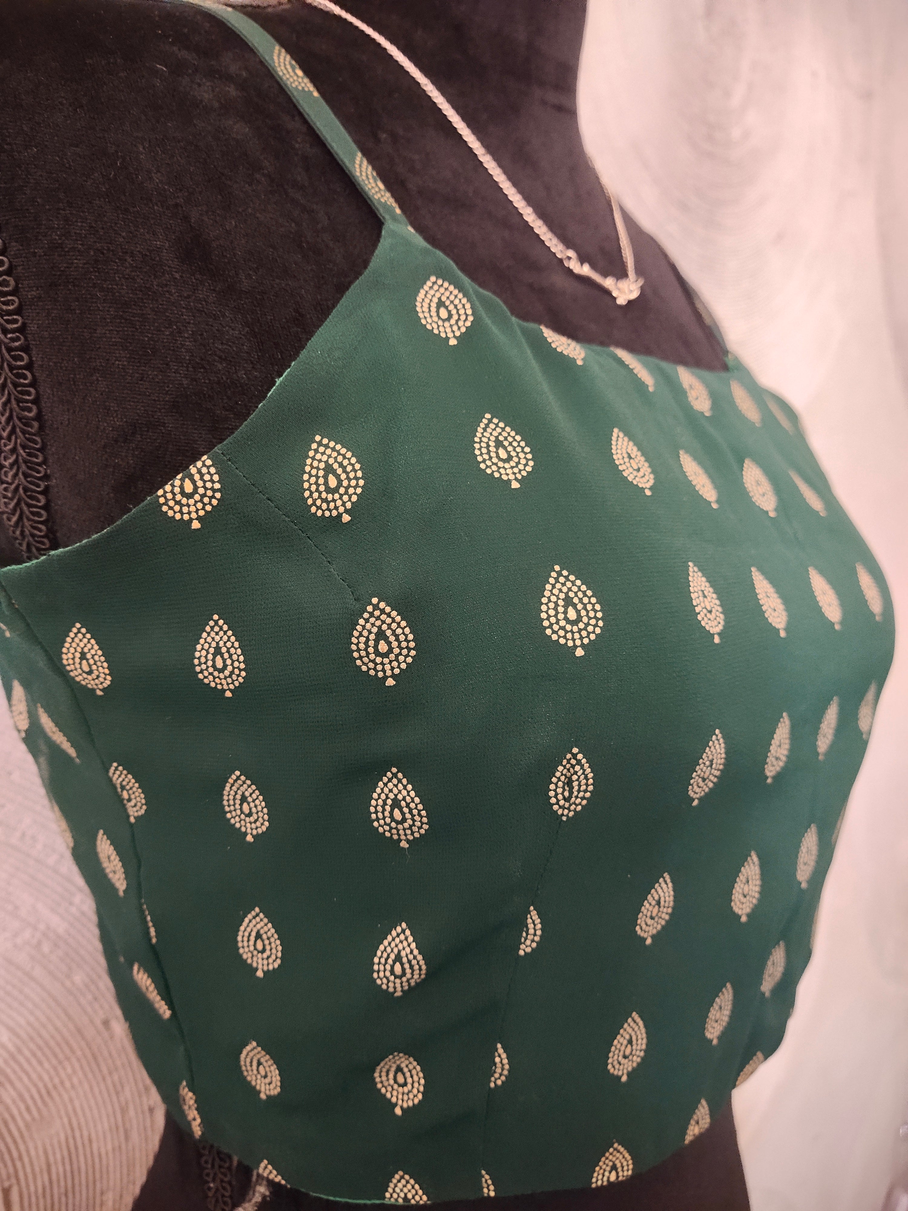 INDIYA - Green Foil Strappy Crop Top