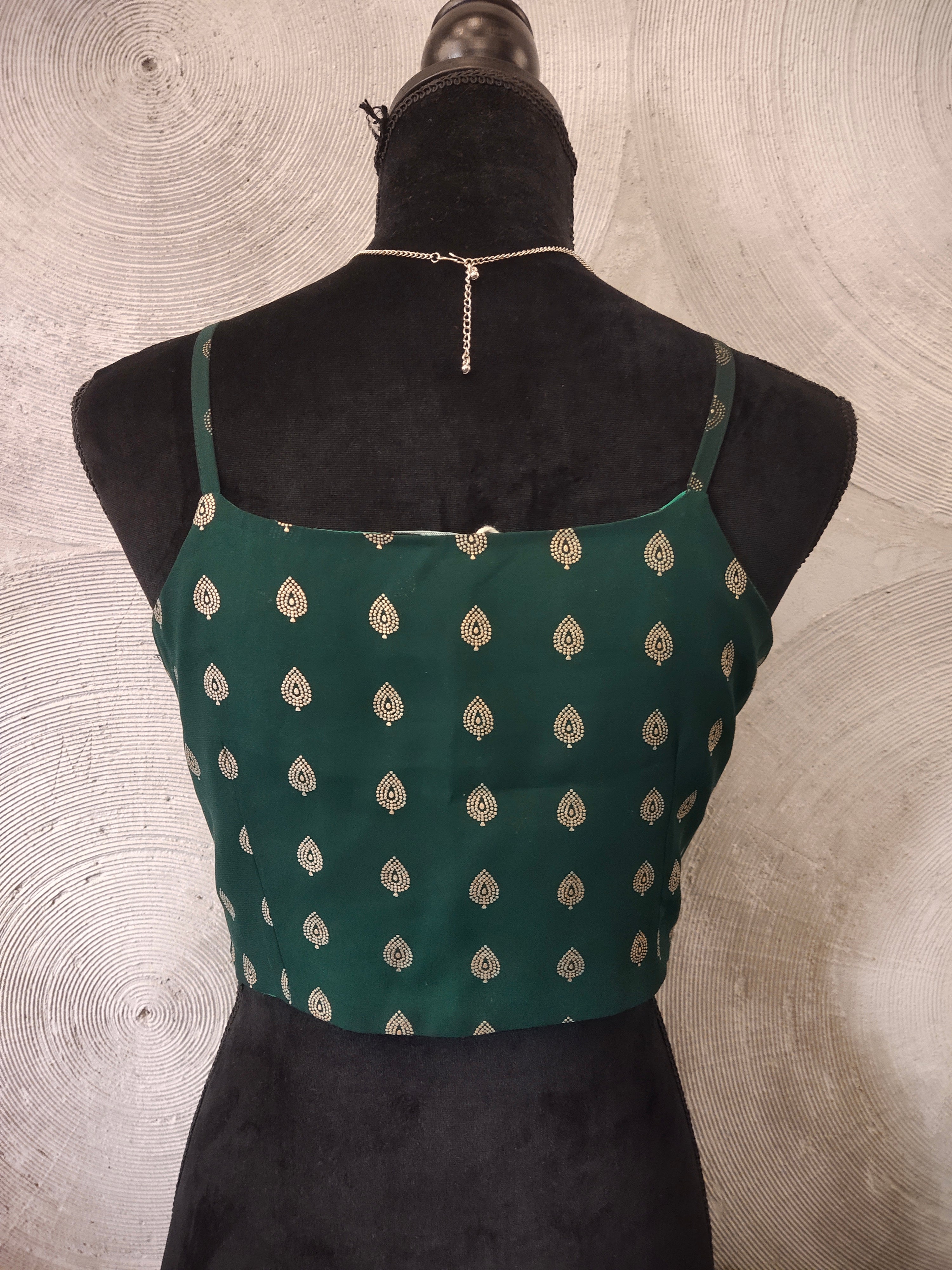 INDIYA - Green Foil Strappy Crop Top