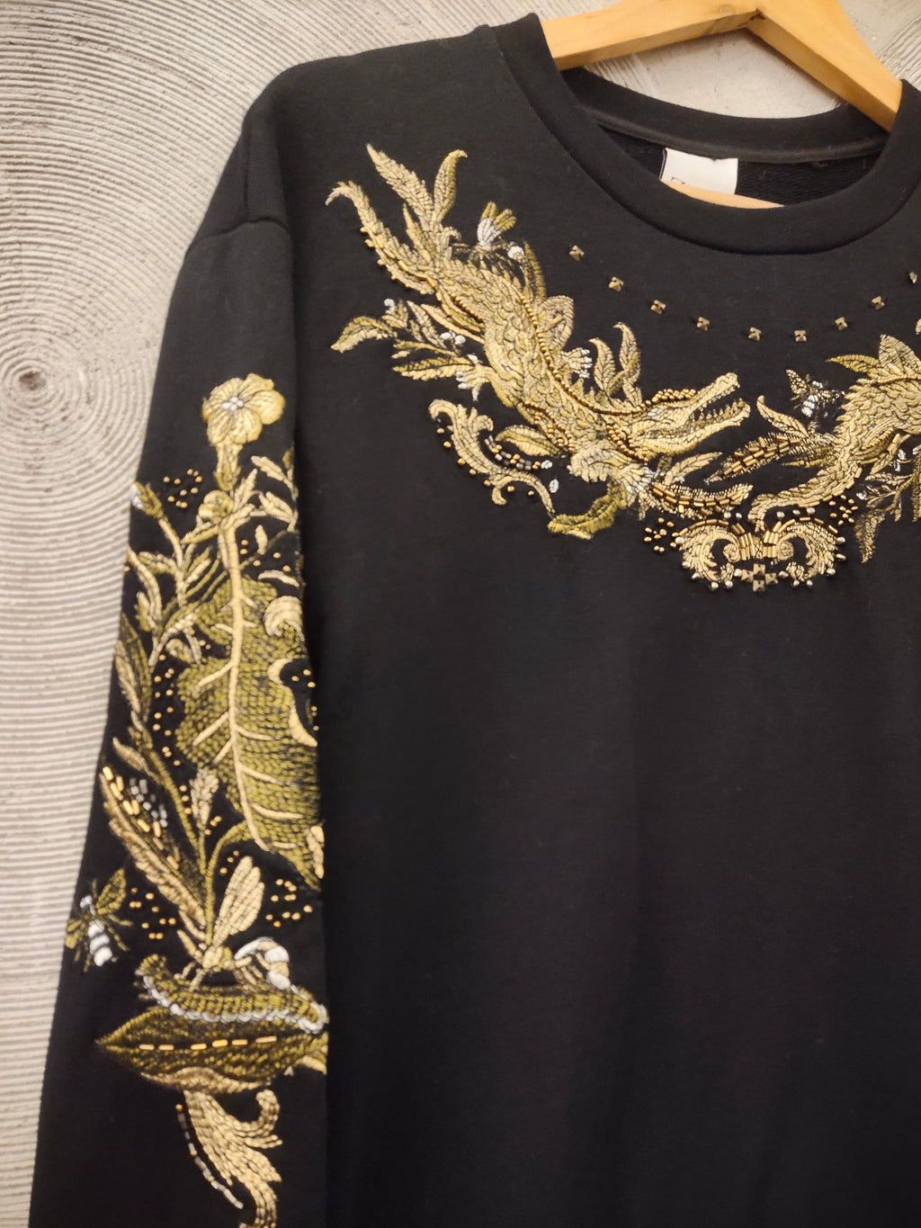 ZARA - Black Sweatshirt with Golden Embroidery