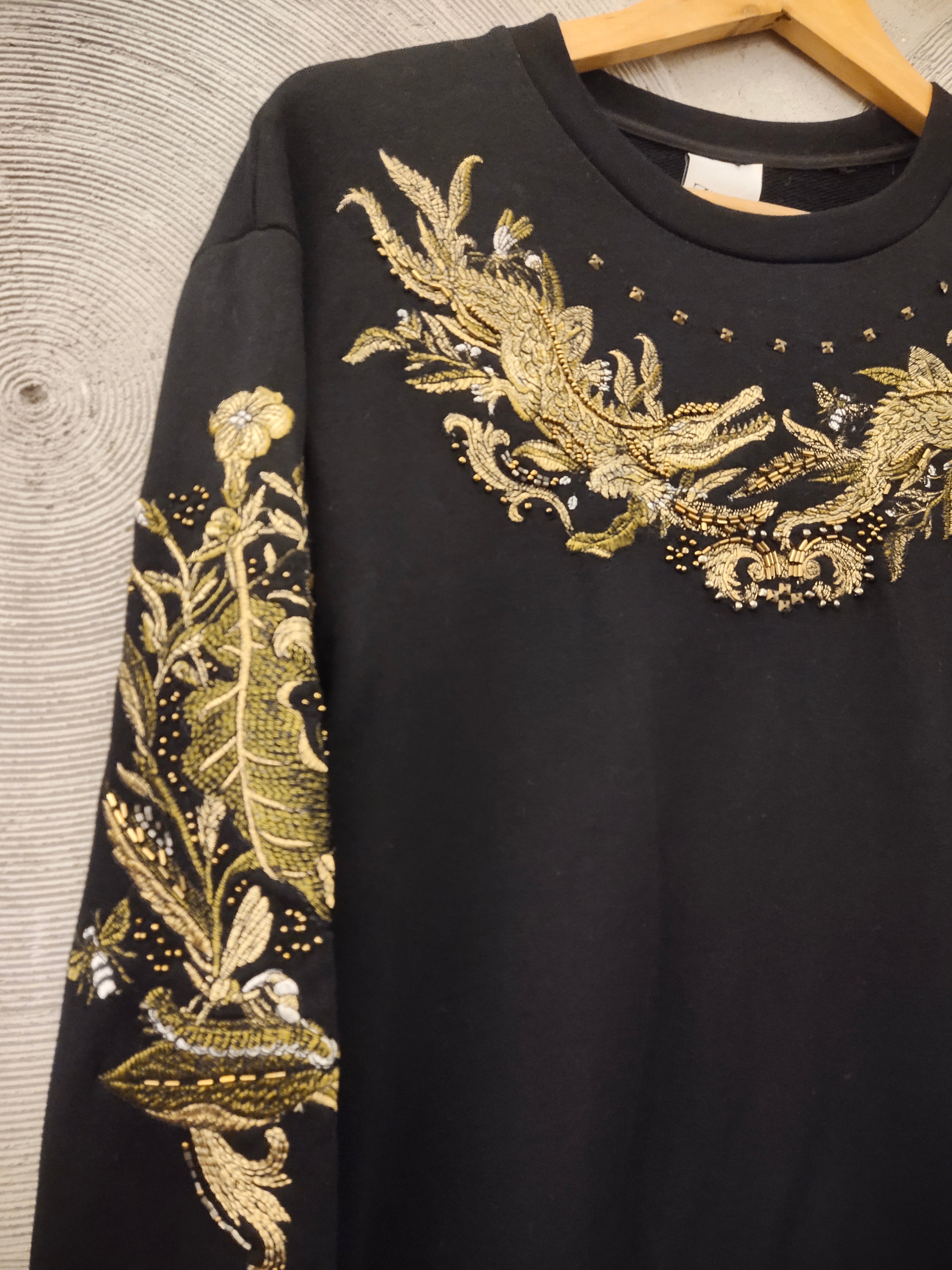 ZARA - Black Sweatshirt with Golden Embroidery