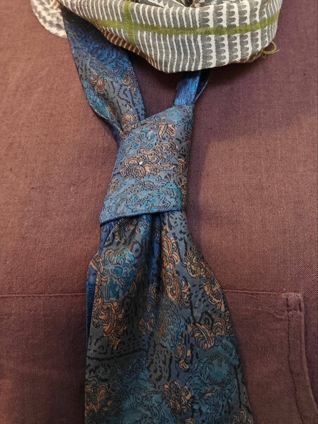 BENTLEY FLORENCE - Vintage Blue Printed Silk Tie