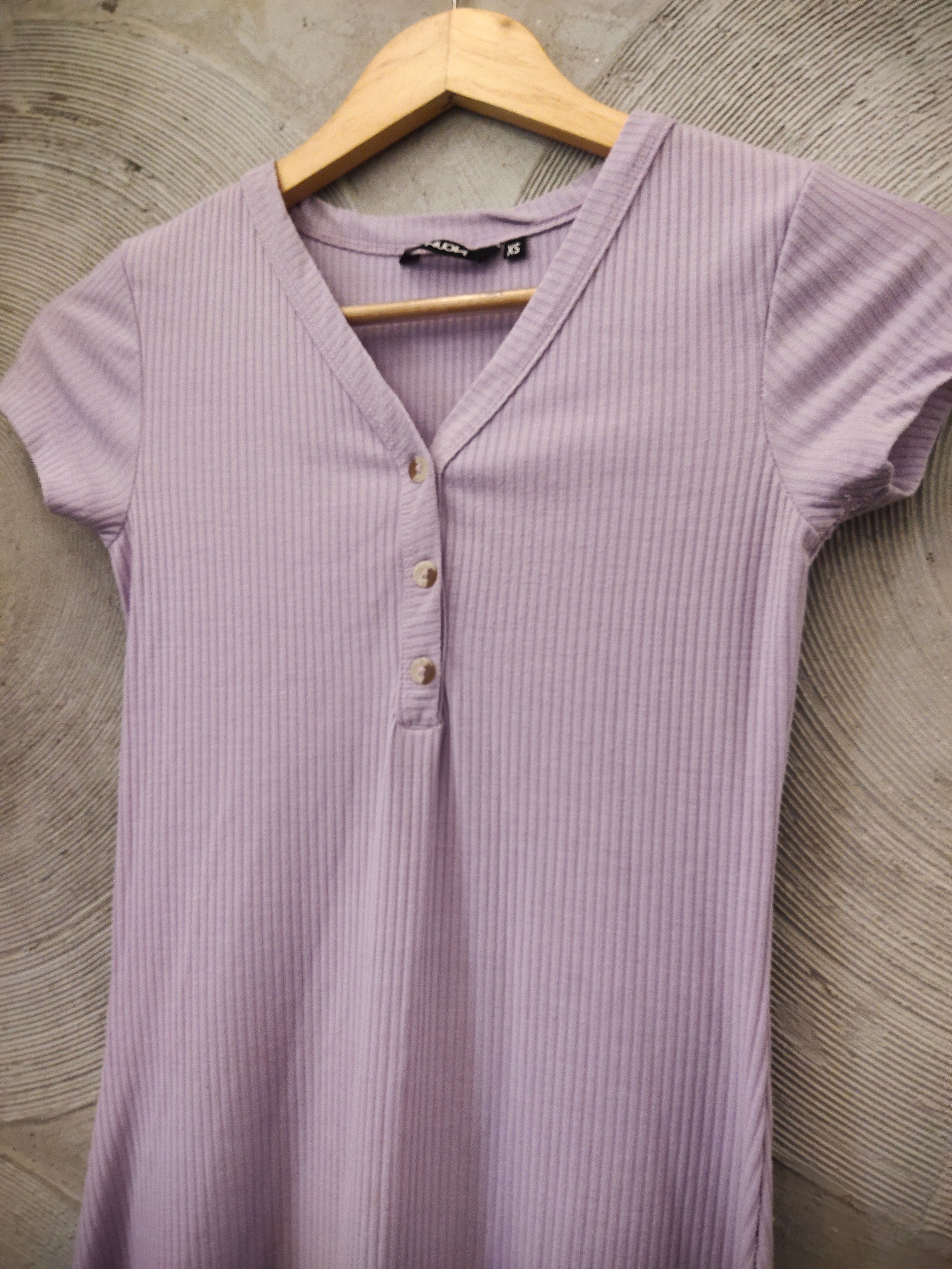 Lavender Ribbed Benji Dress