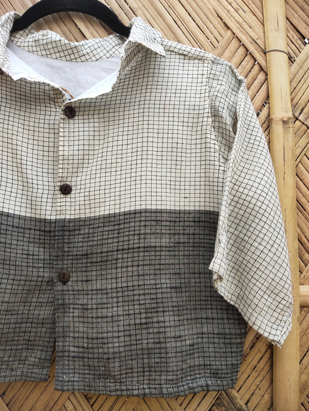 SIENNA - Black and White Checked Crop Shirt