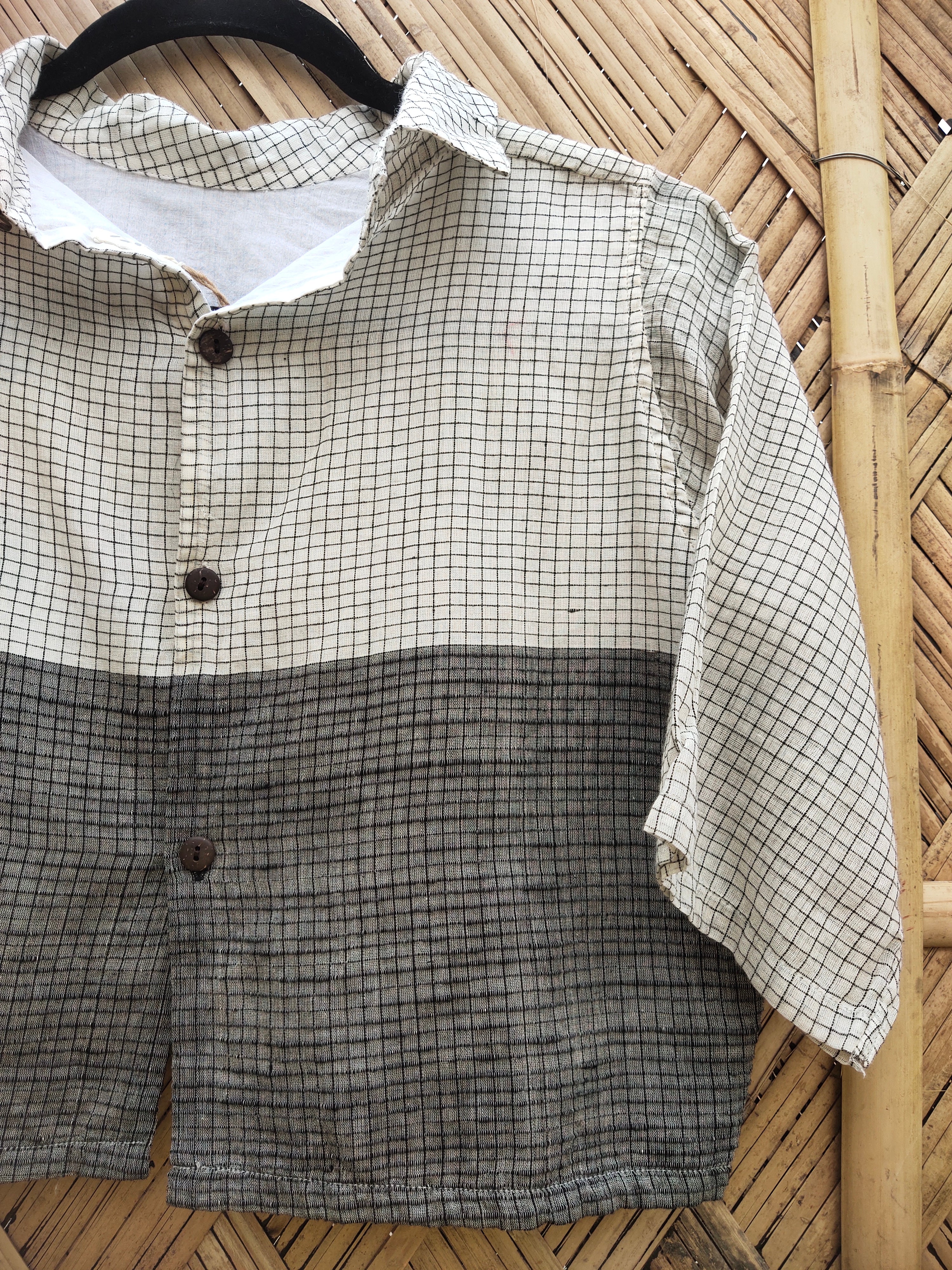 SIENNA - Black and White Checked Crop Shirt
