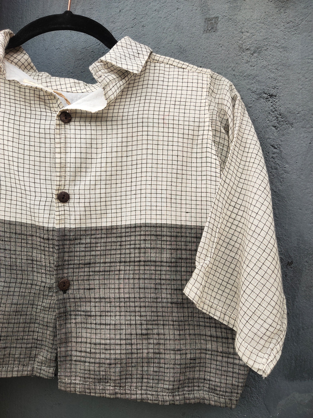 SIENNA - Black and White Checked Crop Shirt