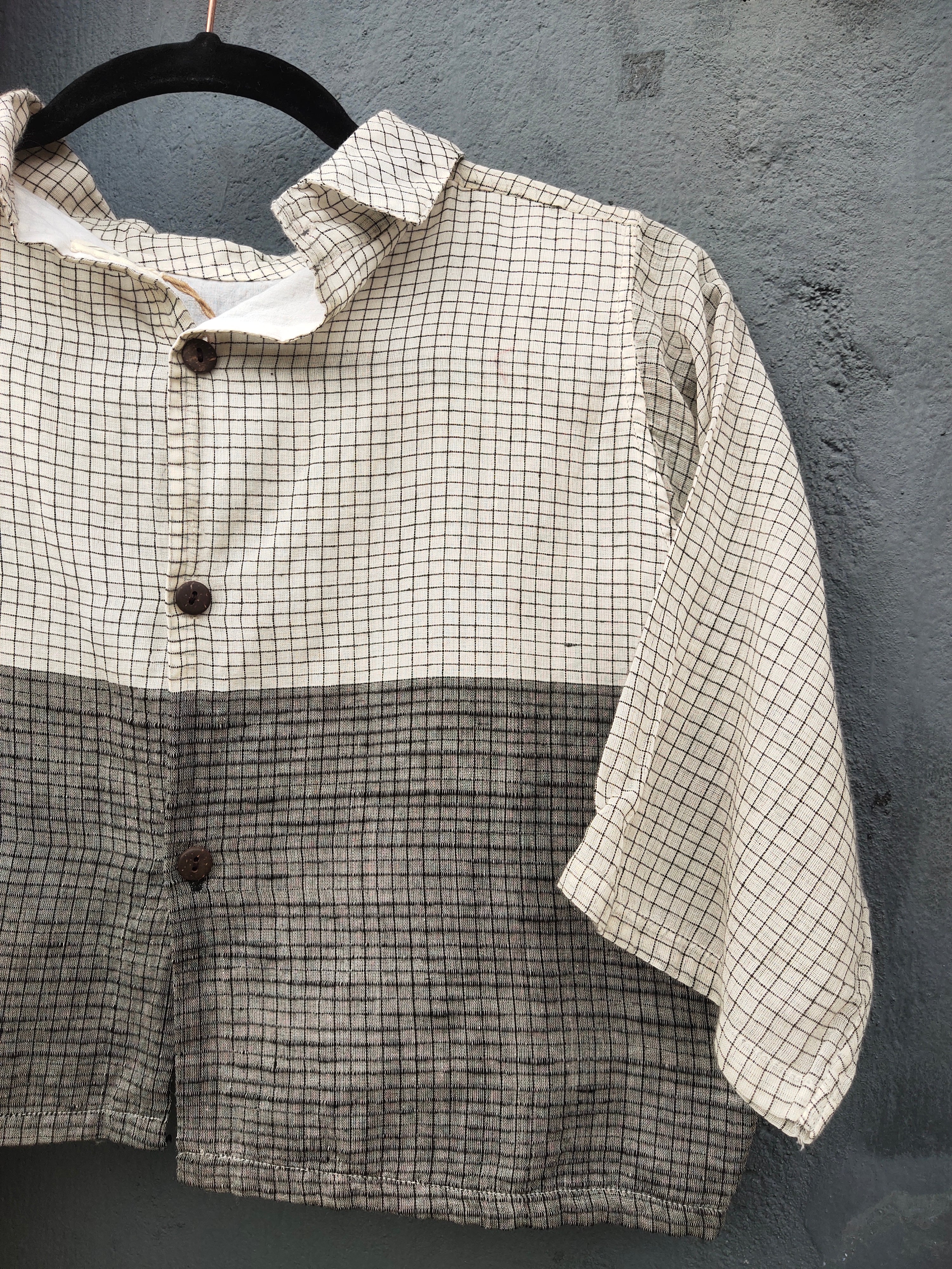 SIENNA - Black and White Checked Crop Shirt