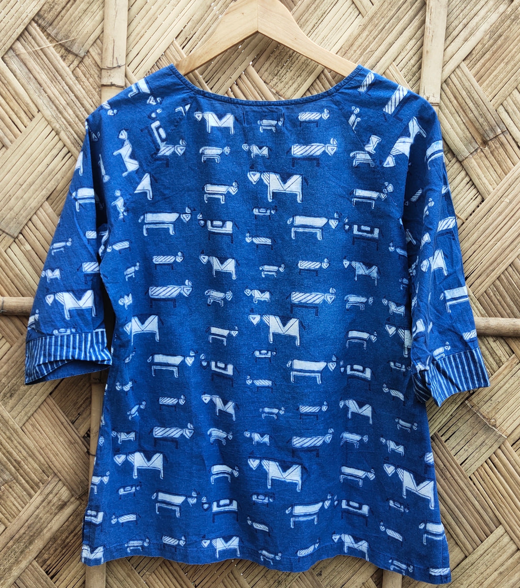 AAVARAN - Indigo Short Kurta