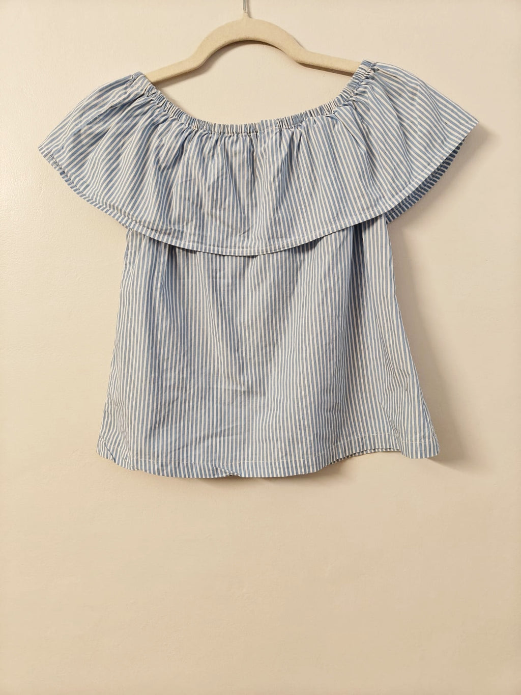 H&M - Blue Striped Off-shoulder top