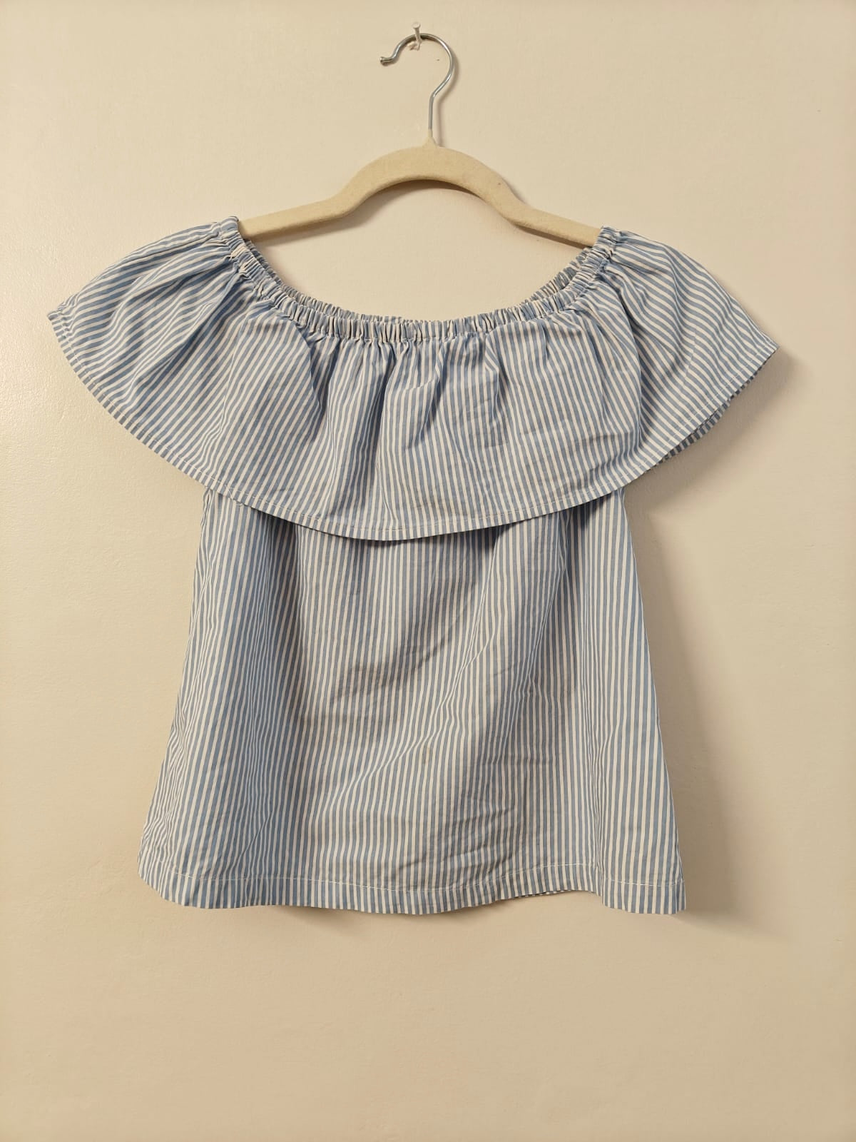 H&M - Blue Striped Off-shoulder top