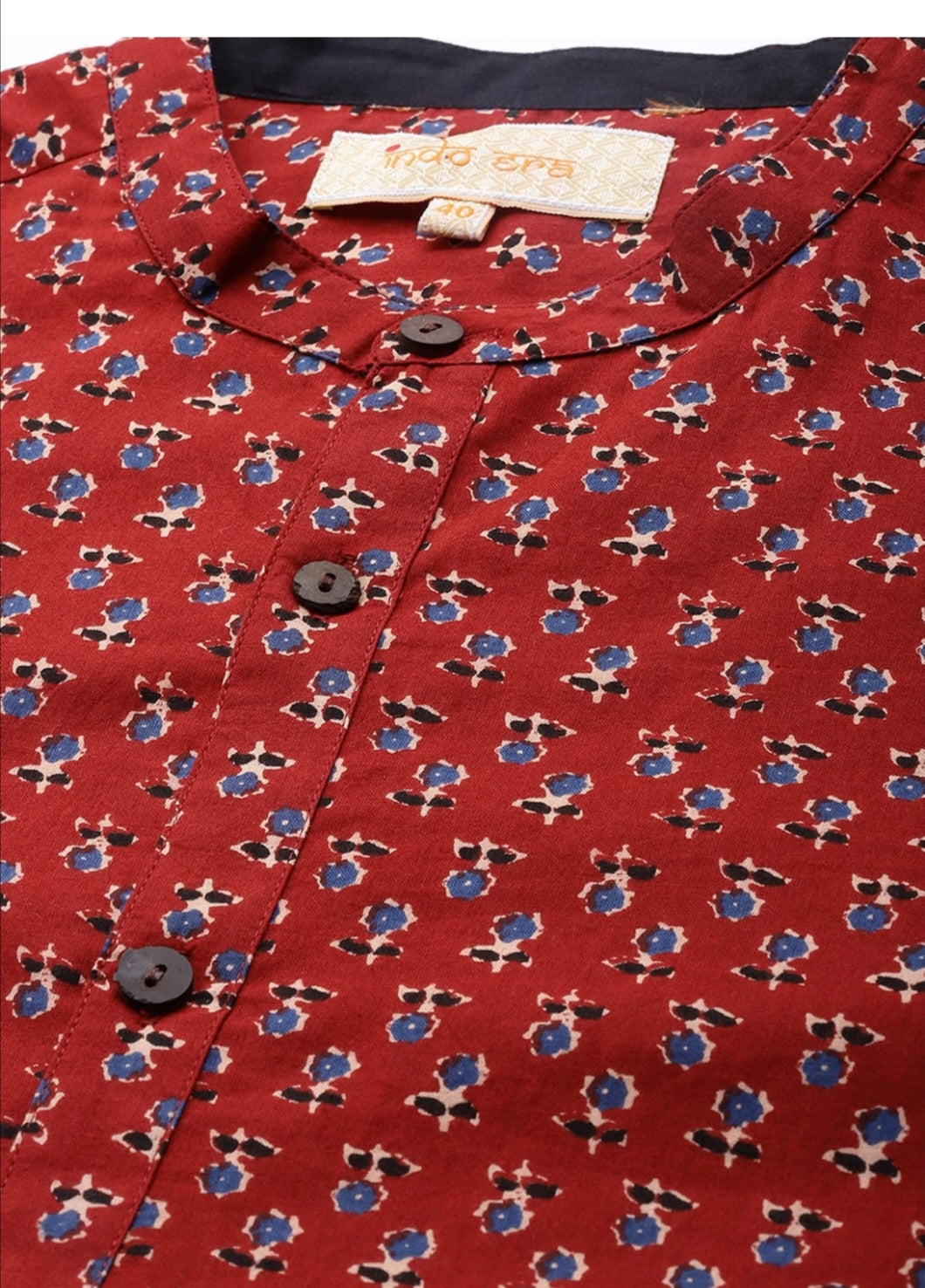 INDOERA - Maroon Floral Printed Shirt