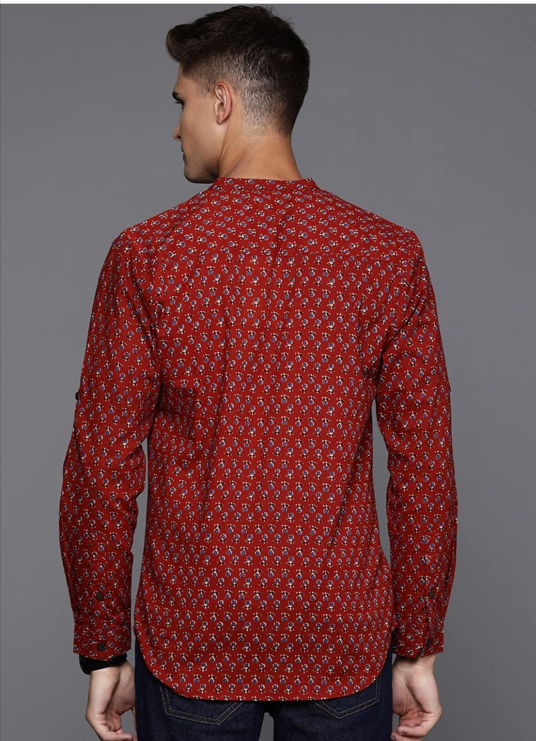 INDOERA - Maroon Floral Printed Shirt