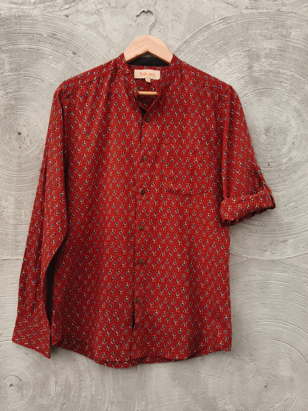 INDOERA - Maroon Floral Printed Shirt
