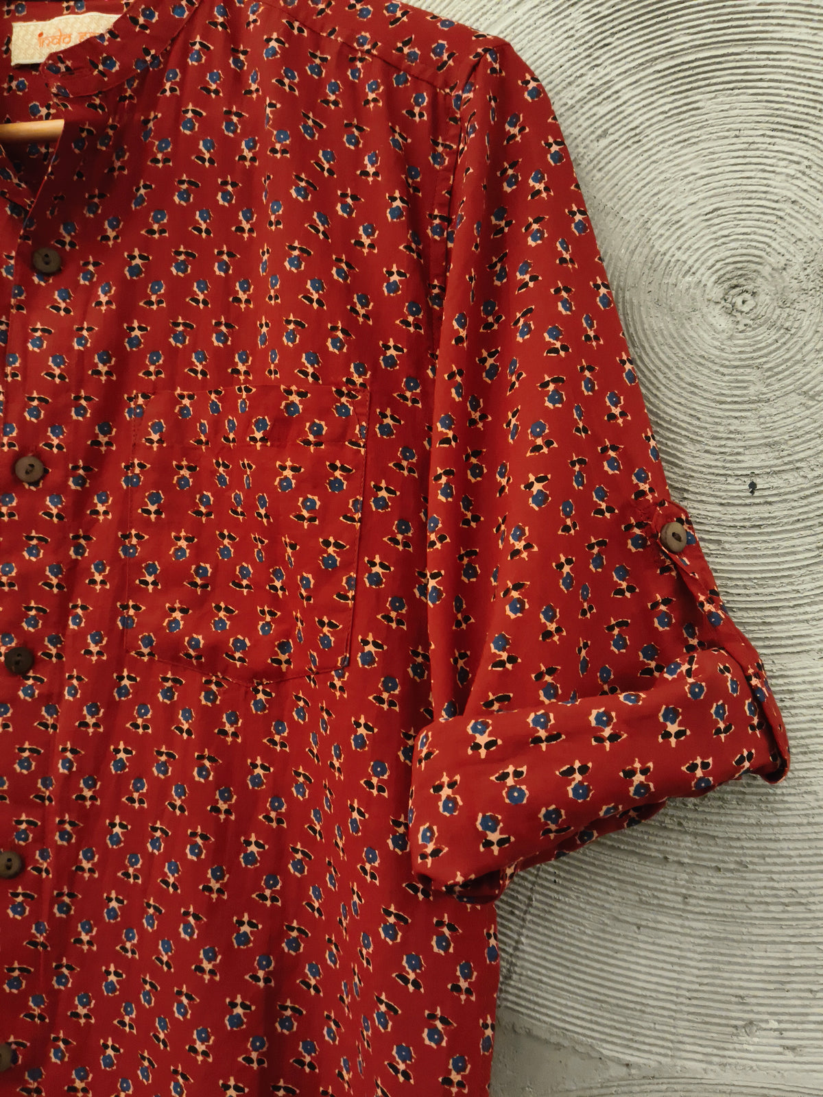 INDOERA - Maroon Floral Printed Shirt