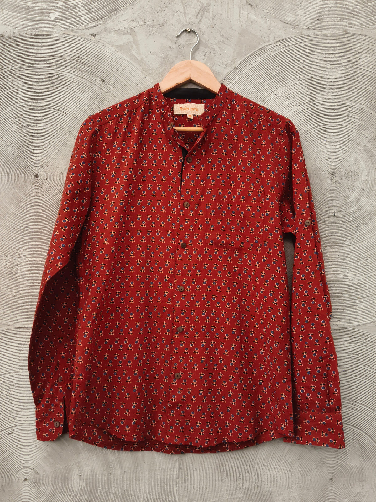 INDOERA - Maroon Floral Printed Shirt