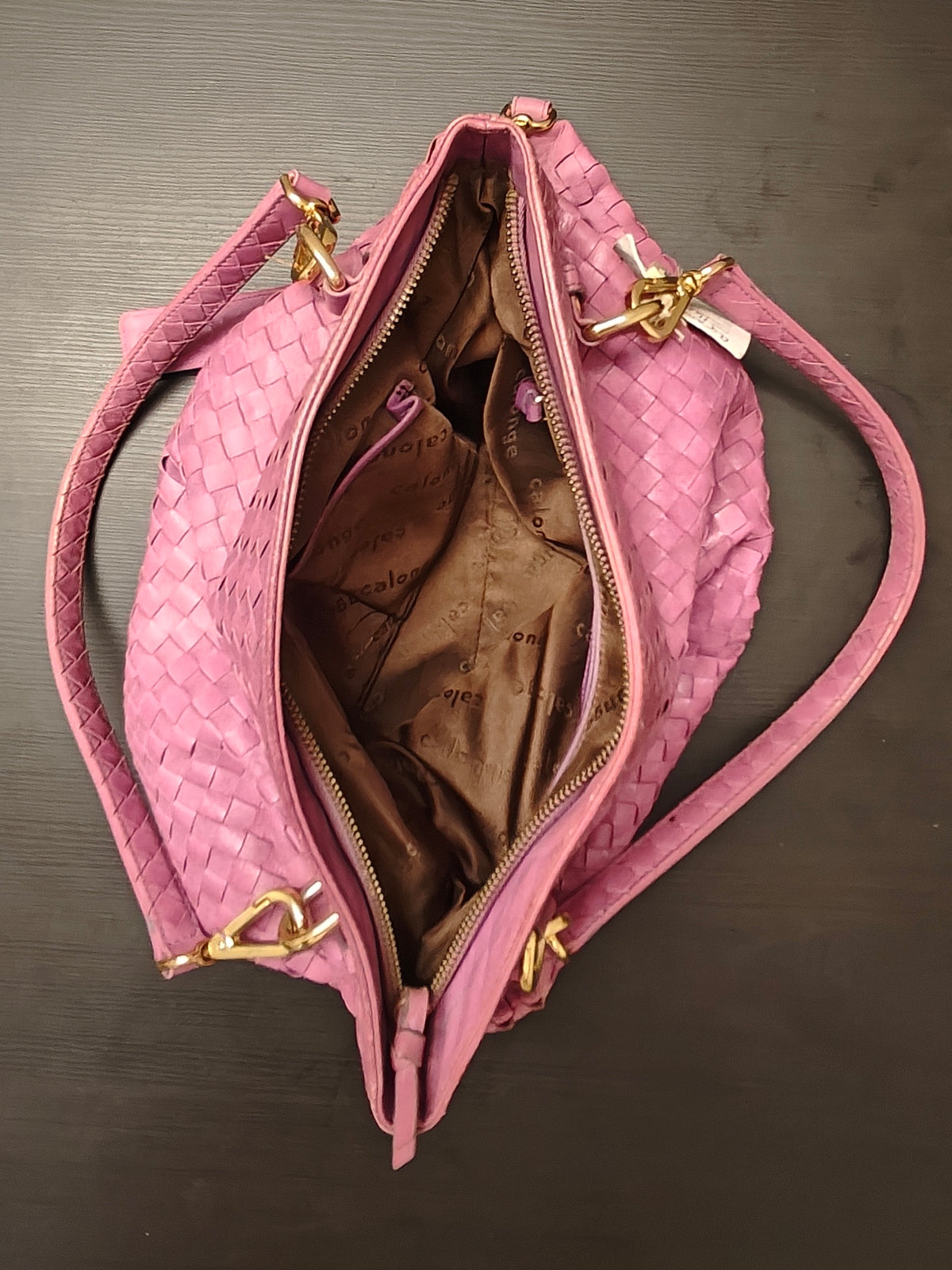 CALONGE - Mauve Woven Leather Handbag