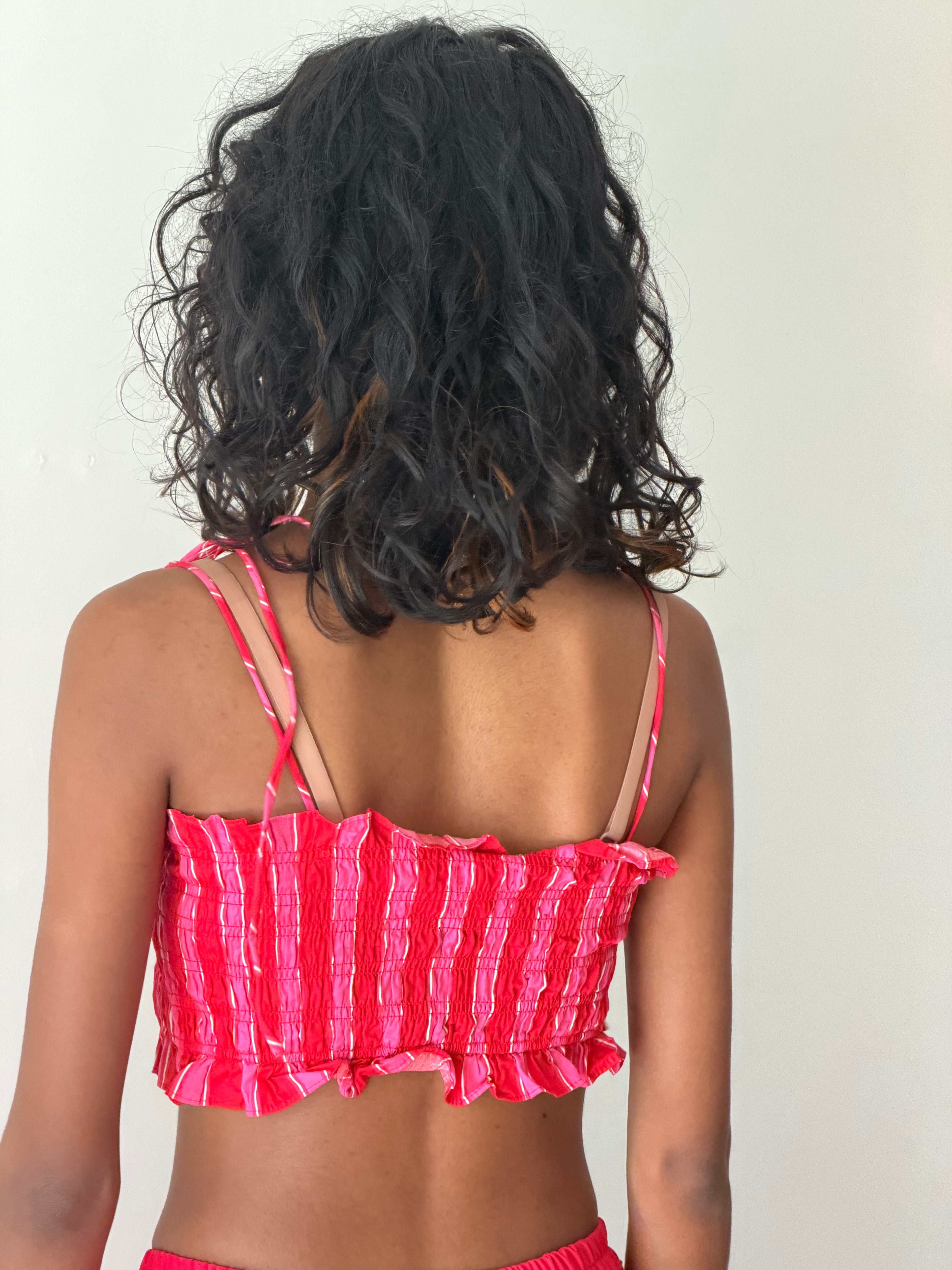 H&M- Pink and Red Striped Crop Top