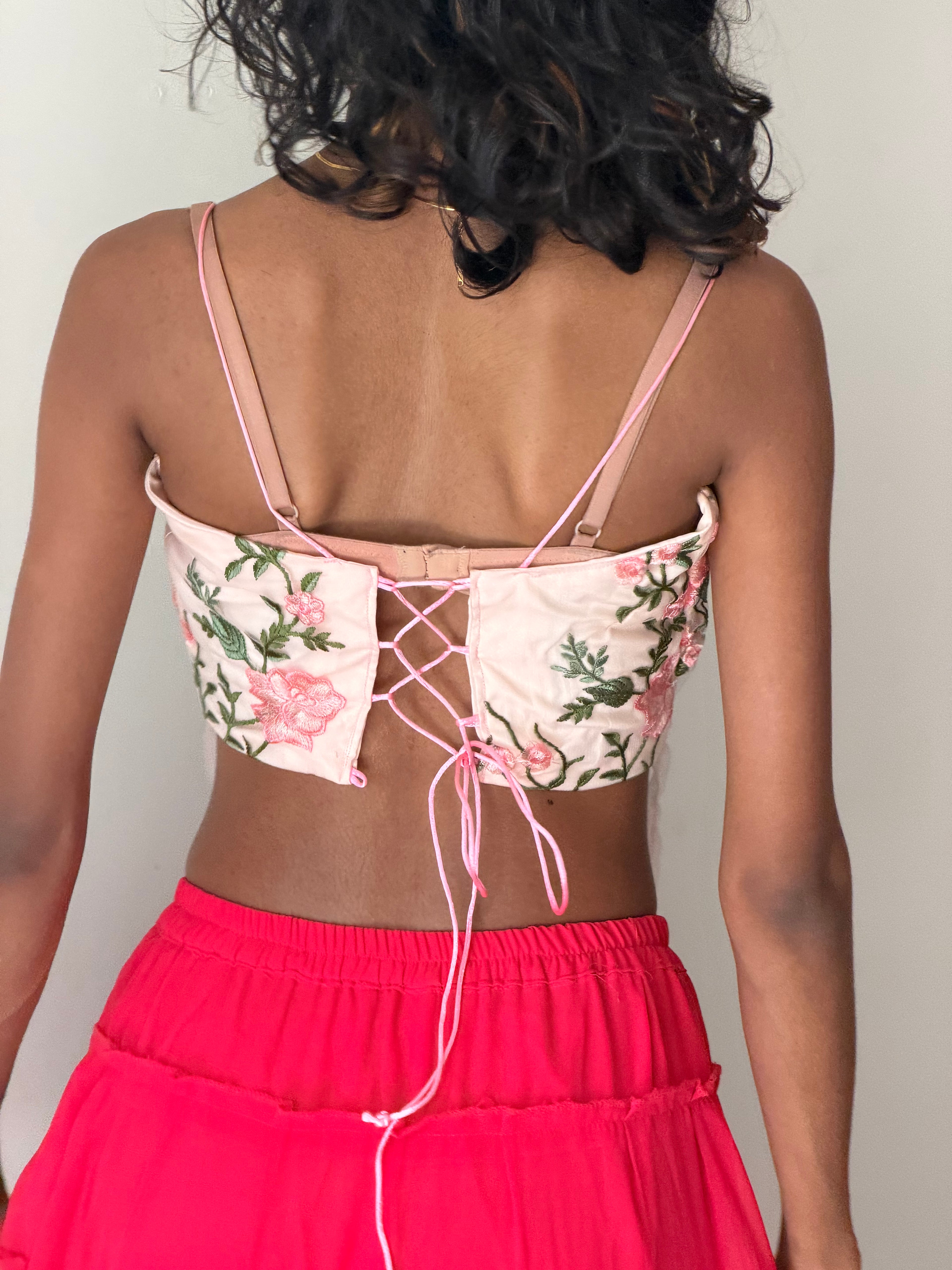 THE TAILORED JOURNAL - Pink Floral Embroidered Top