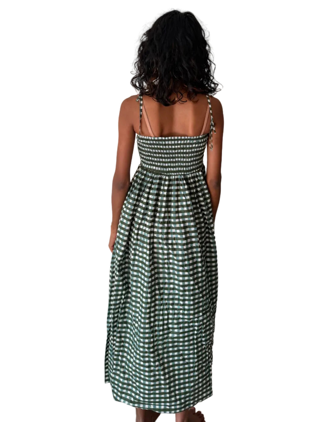 MODISH JAIPUR - Green Gingham Maxi Dress