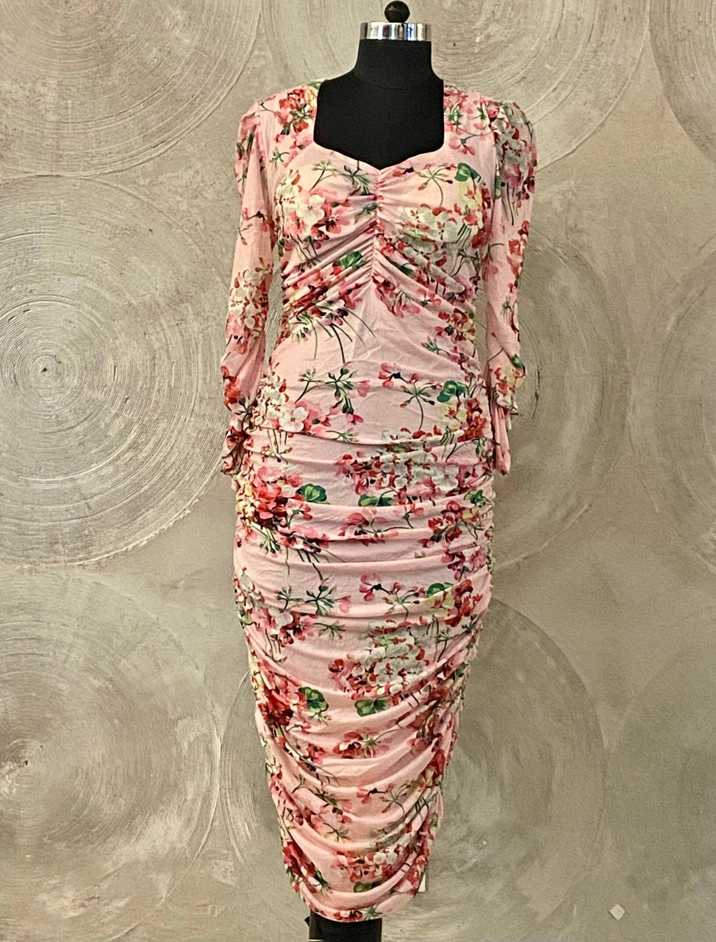 Pink Floral Print Dress