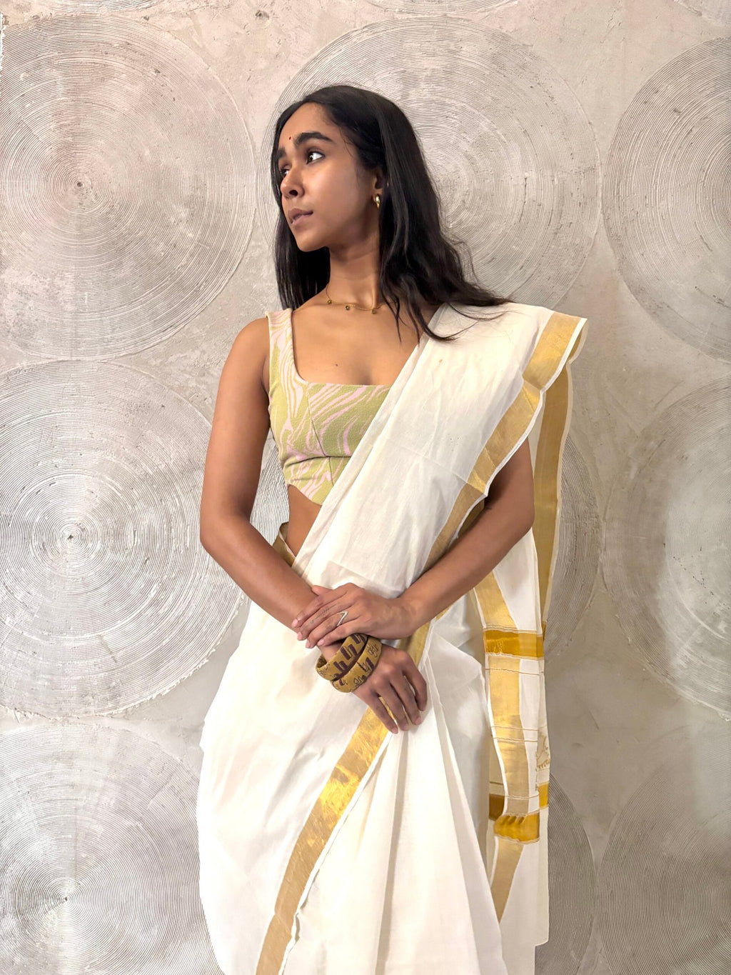 Kerala Kasavu Cotton Sari