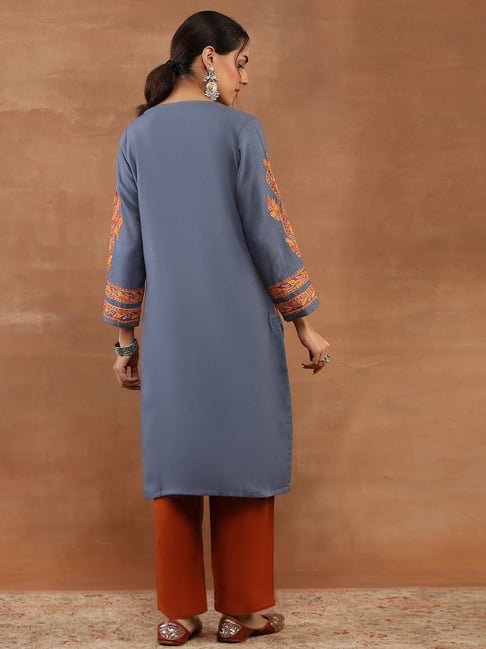 HOUSE OF CHIKANKARI - Powder Blue Embroidered Kurti