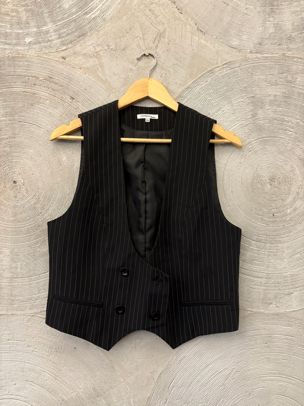 Black Pinstriped Waistcoat