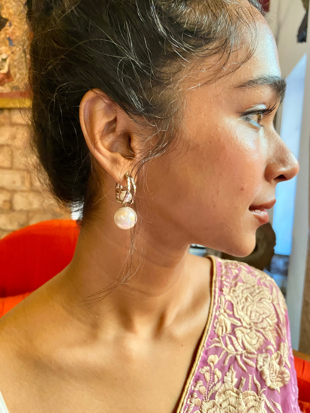 Silver Earring with Pearls