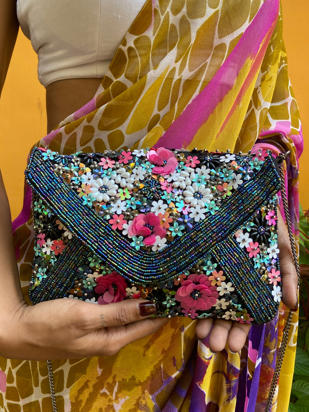 Black Envelope Clutch Bag