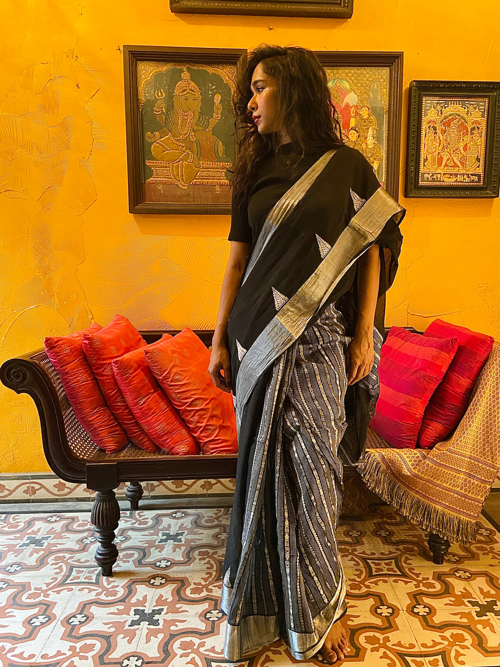 Black and Silver Handloom Sari