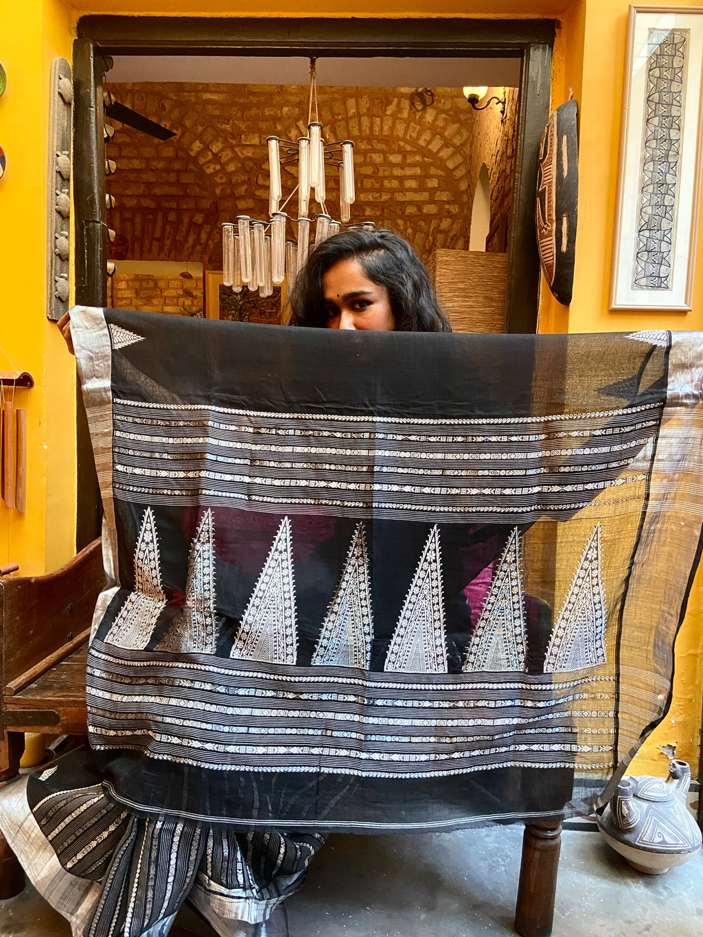 Black and Silver Handloom Sari