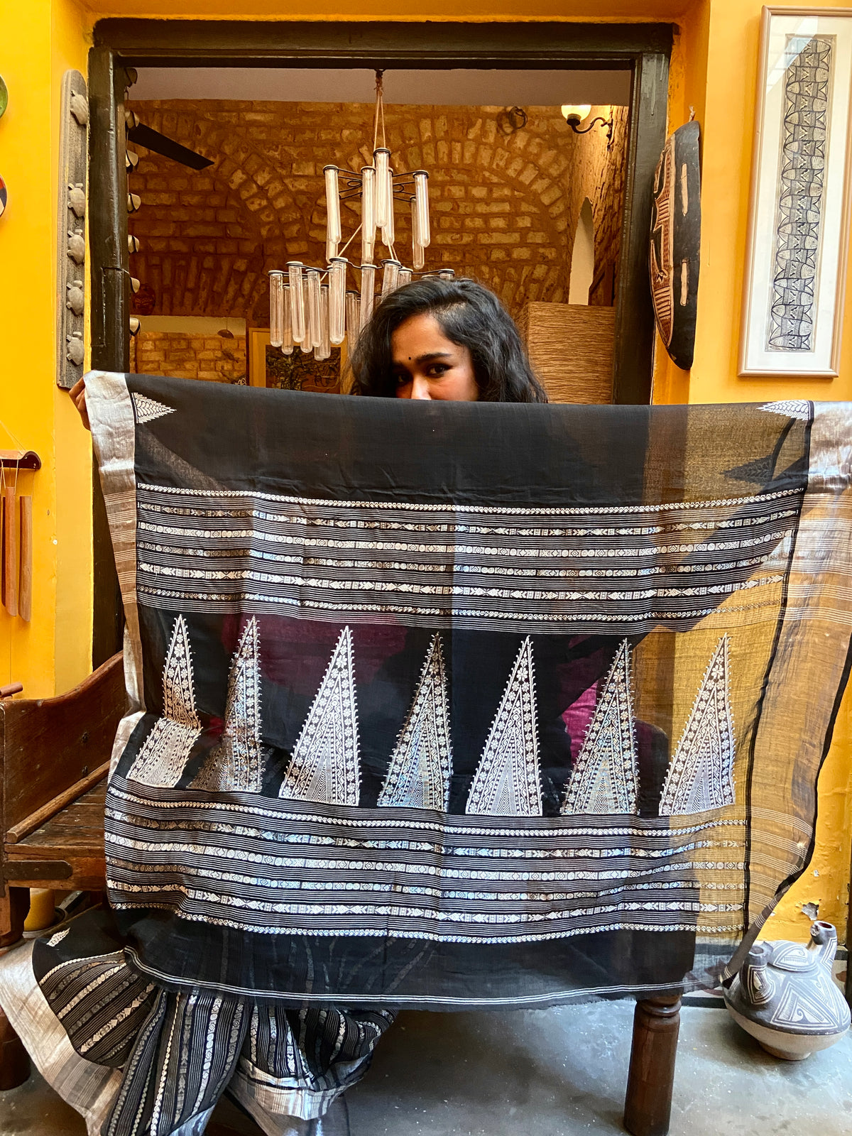 Black and Silver Handloom Sari