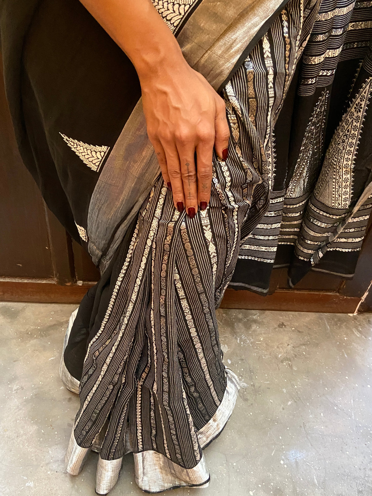 Black and Silver Handloom Sari
