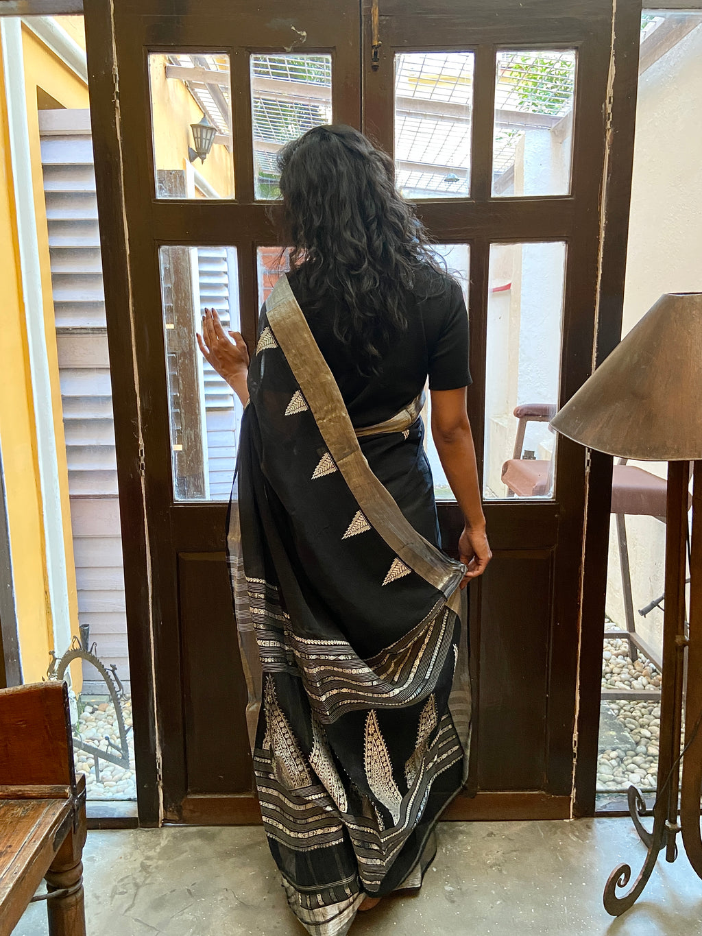 Black and Silver Handloom Sari